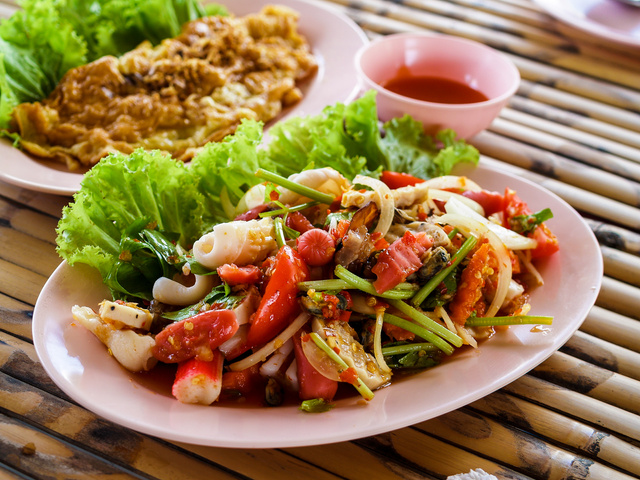 Sliced Vegetable and Cooked Food on White Ceramic Plate